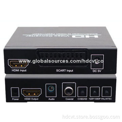 SCART + HDMI to HDMI Converter (Upscaler), Digital Coaxial Audio, Analog Stereo Audio Output Form